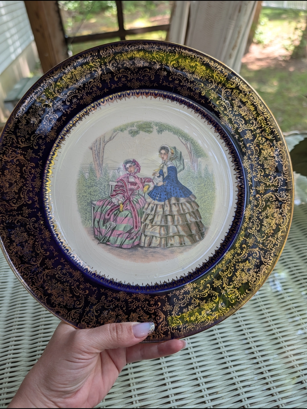 Salem Imperial China Plate 23K Gold Rim Victorian Decorative, Made in USA
